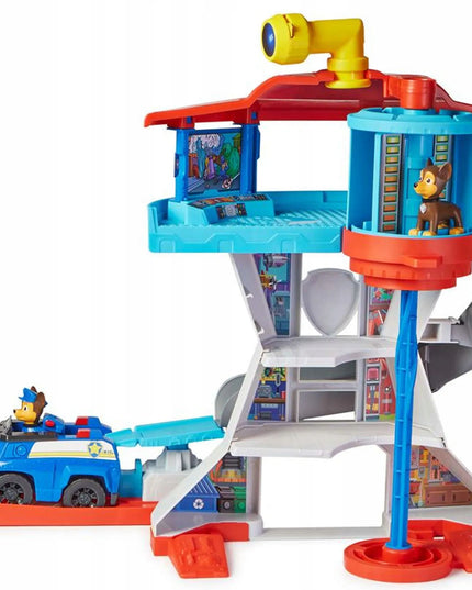 PAW PATROL didelė stebėjimo bazė su čiuožykla + Chase figūrėlė ir policijos automobilis