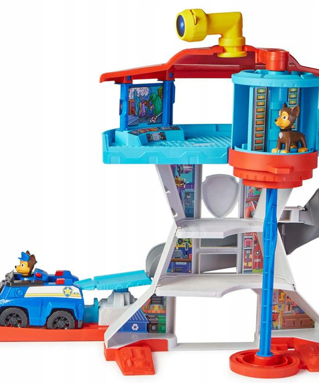 PAW PATROL didelė stebėjimo bazė su čiuožykla + Chase figūrėlė ir policijos automobilis
