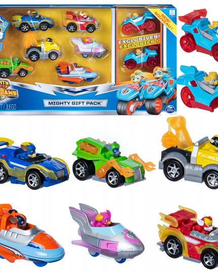 PAW PATROL MIGHTY PUPS 8 metalinių transporto priemonių rinkinys TRUE METAL