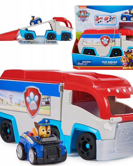 PAW PATROL patruliuotojas PUP SQUAD + Chase figūrėlė su automobiliuku 26 cm