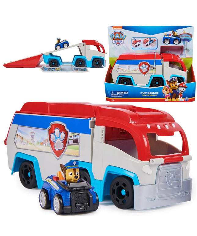 PAW PATROL patruliuotojas PUP SQUAD + Chase figūrėlė su automobiliuku 26 cm