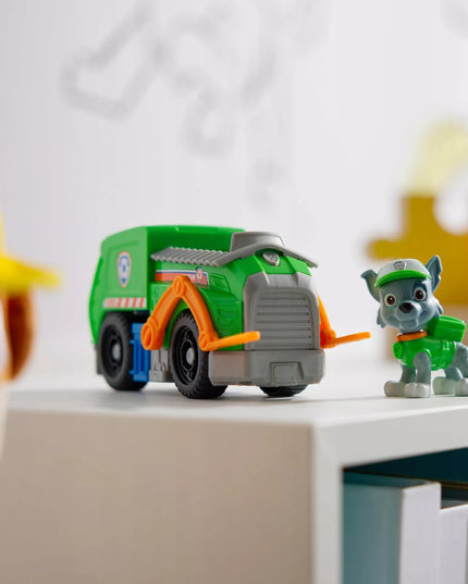 PAW PATROL Rocky figūrėlė ir šiukšliavežė 2in1
