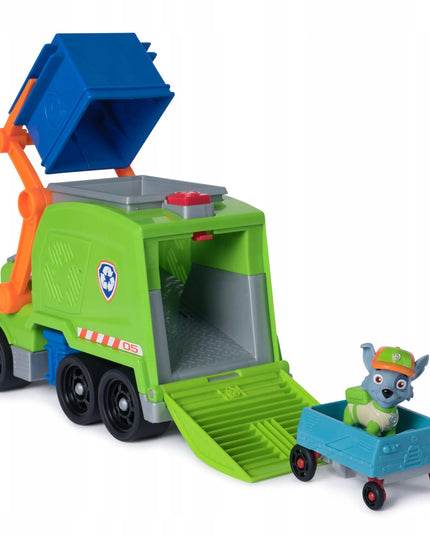 PAW Patrol Rocky šiukšliavežė – Deluxe gelbėjimo transporto priemonė su figūrėle ir priedais