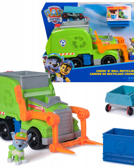 PAW Patrol Rocky šiukšliavežė – Deluxe gelbėjimo transporto priemonė su figūrėle ir priedais