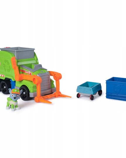 PAW Patrol Rocky šiukšliavežė – Deluxe gelbėjimo transporto priemonė su figūrėle ir priedais