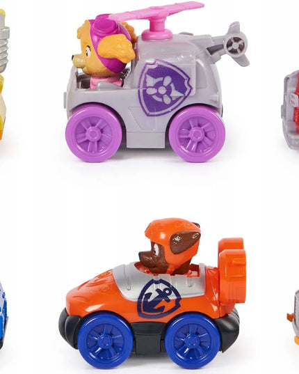 Paw Patrol 6 šaunių transporto priemonių rinkinys Pup Squad Racers Chase Marshall Skye