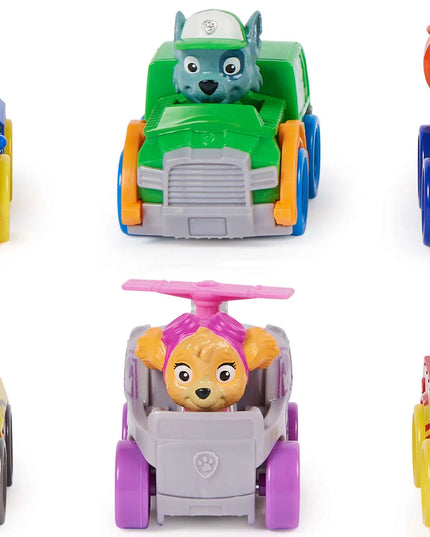 Paw Patrol 6 šaunių transporto priemonių rinkinys Pup Squad Racers Chase Marshall Skye