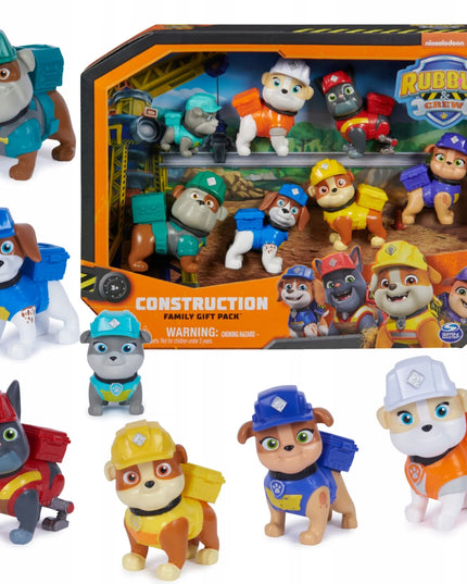 PAW PATROL 7 figūrėlių rinkinys Rubble ir jo komanda Wheeler Mix Charger Motor