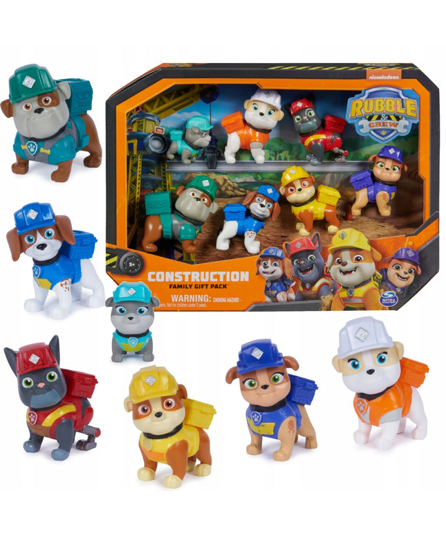 PAW PATROL 7 figūrėlių rinkinys Rubble ir jo komanda Wheeler Mix Charger Motor
