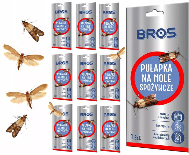 Efektyvi maistinių kandžių gaudyklė BROS, feromoninė lipni juostelė, rinkinys – 10 vnt.