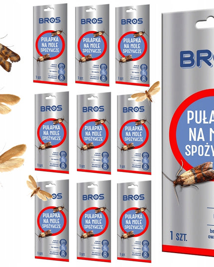 BROS Veiksmingi feromoniniai lipnūs spąstai maistiniams kandeliams - 10 vnt. rinkinys