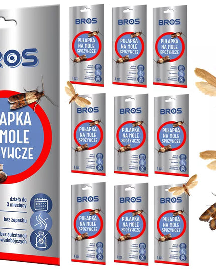 BROS Veiksmingi feromoniniai lipnūs spąstai maistiniams kandeliams - 10 vnt. rinkinys