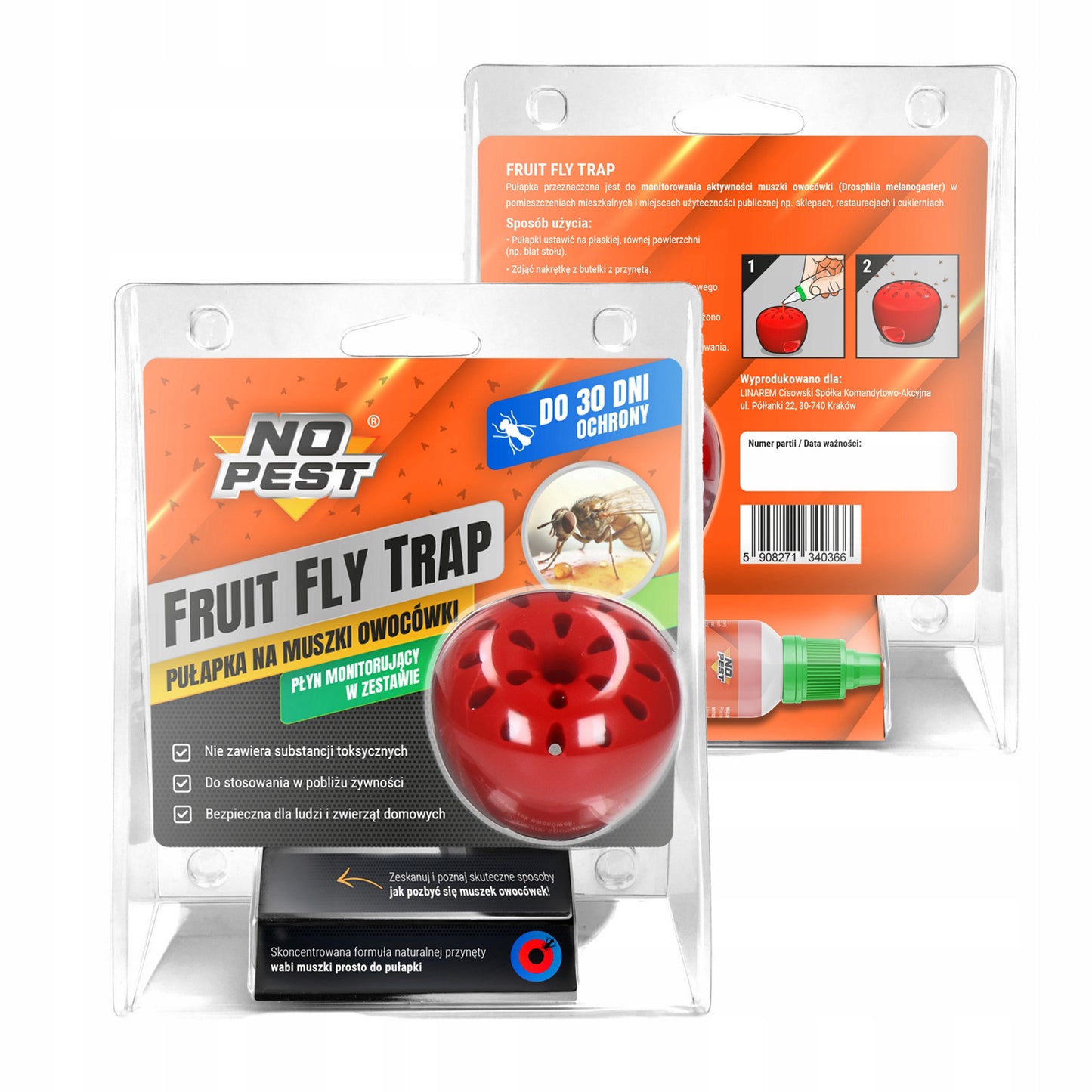 Vaisinių muselių gaudyklė FRUIT FLY TRAP NO PEST + Masalas 15ML (3 vnt.)