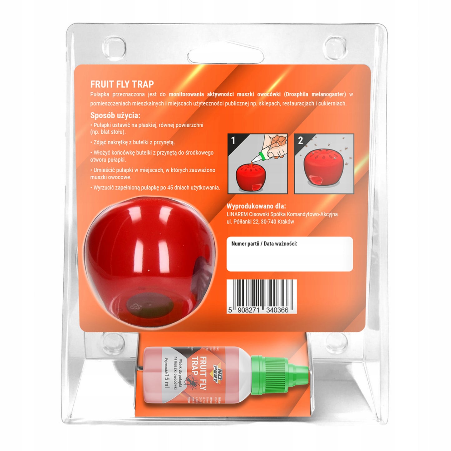 Vaisinių muselių gaudyklė FRUIT FLY TRAP NO PEST + Masalas 15ML (3 vnt.)
