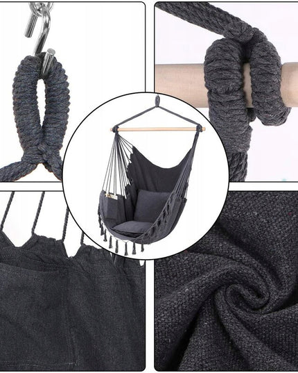 Pakabinamas sėdimas braziliškas hamakas NR. 8 - Pilkas