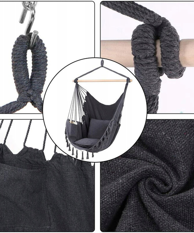 Pakabinamas sėdimas braziliškas hamakas NR. 8 - Pilkas