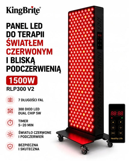 KingBrite LED terapijos raudona ir artimąja infraraudonąja šviesa panelė, 1500 W, 7 bangų ilgiai