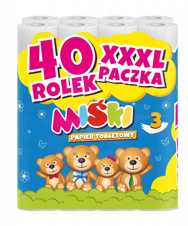 Miśki tualetinis popierius, 3 sluoksnių, itin tvirtas, XXXL pakuotė – 120 ritinėlių