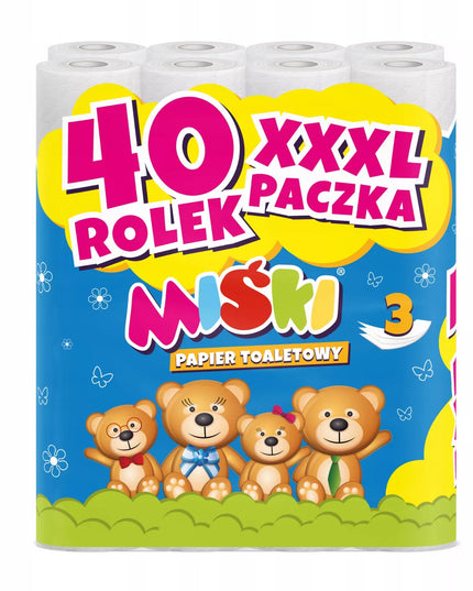 Tualetinis popierius MIŚKI Didelė pakuotė XXXL 3 sluoksnių Stiprus - 240 ritinėlių