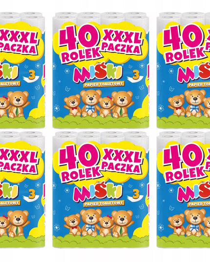 Tualetinis popierius MIŚKI Didelė pakuotė XXXL 3 sluoksnių Stiprus - 240 ritinėlių