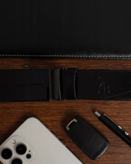 Vyriškas odinis diržas Beltimore, automatinė sagtis, elegantiškas, juodas, Premium