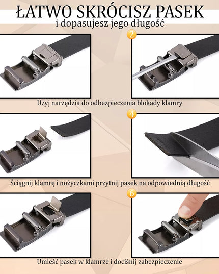 Vyriškas odinis diržas Beltimore, automatinė sagtis, elegantiškas, juodas, Premium