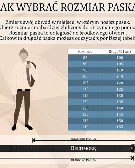 Vyriškas odinis diržas kelnėms klasikinis platus natūralios odos juodas Beltimore