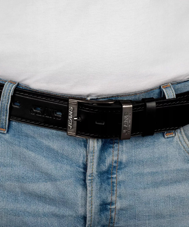 Vyriškas odinis diržas Beltimore premium platus 4 cm klasikinis juodas