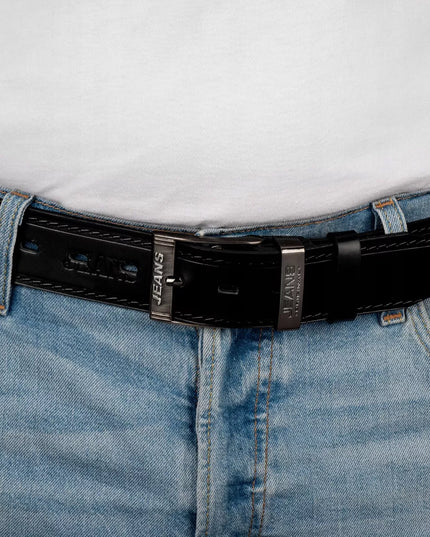 Vyriškas odinis diržas Beltimore premium platus 4 cm klasikinis juodas
