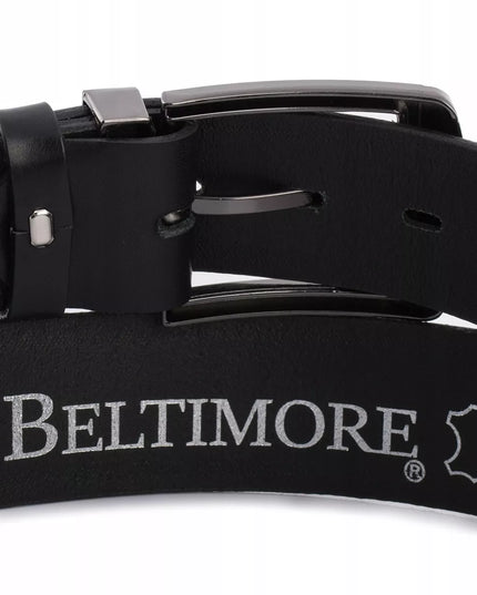 Vyriškas odinis diržas Beltimore premium, 4 cm pločio, klasikinis, juodas