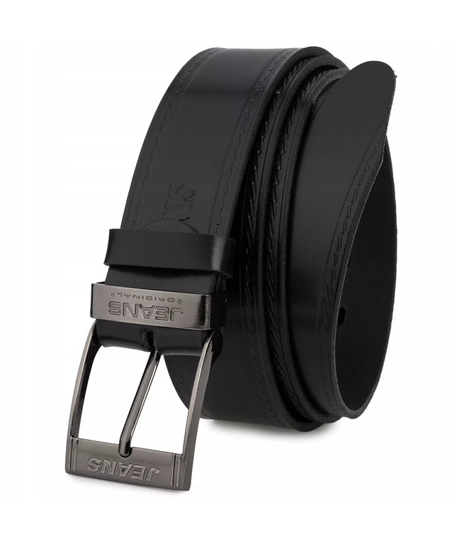 Vyriškas odinis diržas Beltimore premium platus 4 cm klasikinis juodas
