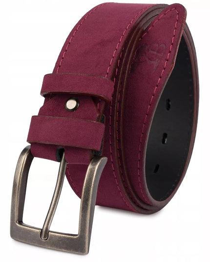 Vyriškas platus diržas Beltimore iš natūralios zomšos 4cm bordo premium