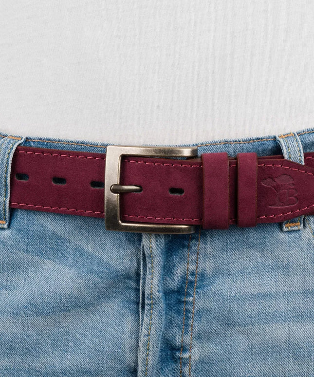 Vyriškas platus diržas Beltimore iš natūralios zomšos 4cm bordo premium
