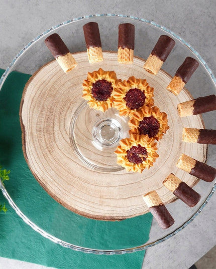 Stiklinė tortinė su koteliu, padėklas tortui, pyragui, desertams, užkandžiams, 32 cm