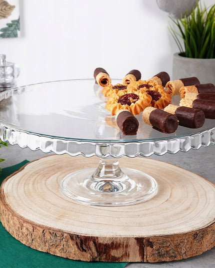 Stiklinė tortinė su koteliu, padėklas tortui, pyragui, desertams, užkandžiams, 32 cm