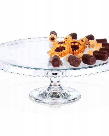 Stiklinė tortinė su koteliu, padėklas tortui, pyragui, desertams, užkandžiams, 32 cm