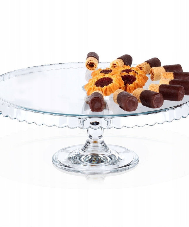 Stiklinė tortinė su koteliu, padėklas tortui, pyragui, desertams, užkandžiams, 32 cm