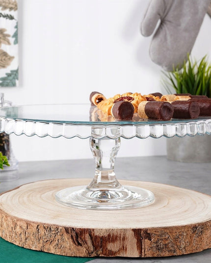 Stiklinė tortinė su koteliu, padėklas tortui, pyragui, desertams, užkandžiams, 32 cm