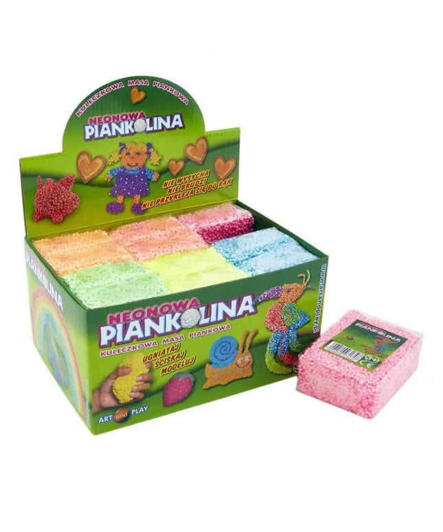 Neoninių spalvų modelinas, ekspozicinis rinkinys (12 kubelių)