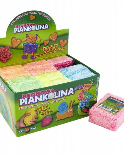 Neoninių spalvų modelinas, ekspozicinis rinkinys (12 kubelių)