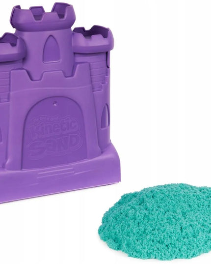 „Kinetic Sand“ kinetinis smėlis „Pilies lagaminėlis“ su turkio spalvos smėliu ir formelė