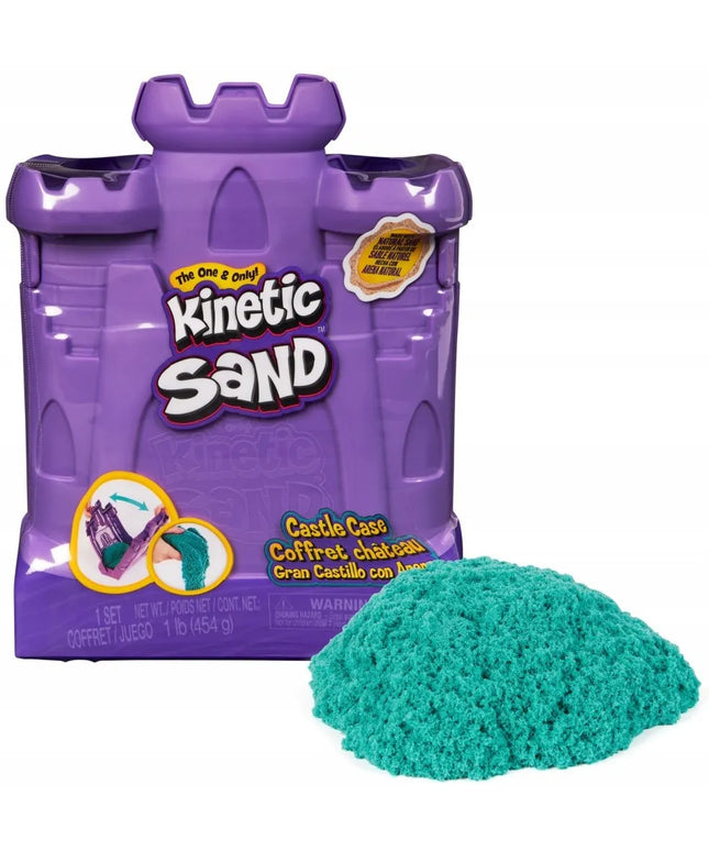 „Kinetic Sand“ kinetinis smėlis „Pilies lagaminėlis“ su turkio spalvos smėliu ir formelė