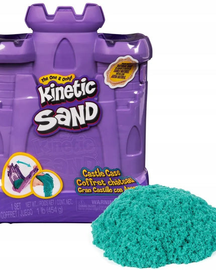 „Kinetic Sand“ kinetinis smėlis „Pilies lagaminėlis“ su turkio spalvos smėliu ir formelė