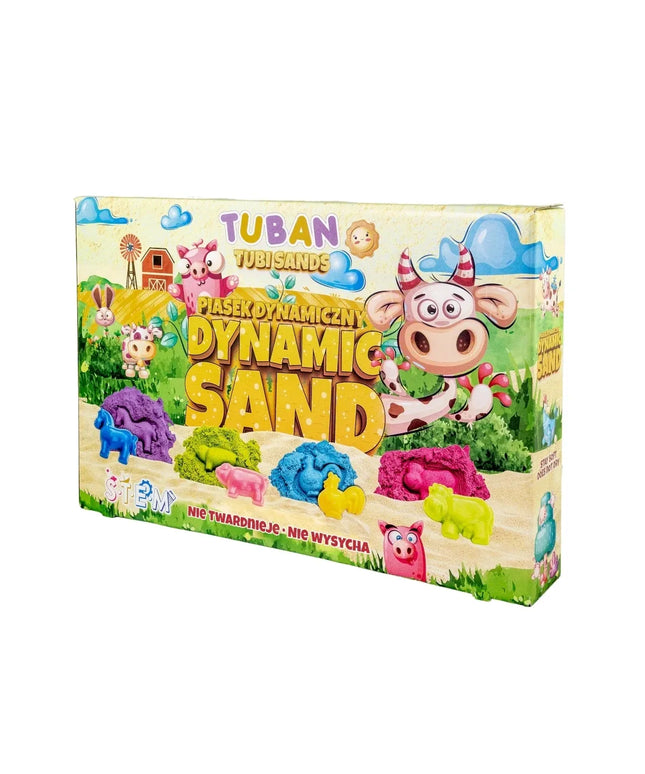 „Tuban“ kinetinio smėlio rinkinys „Farma“ – 4 spalvos ir formelės, kūrybinis rinkinys