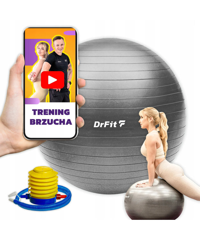 DrFit fitneso mankštos kamuolys 75 cm + pompa