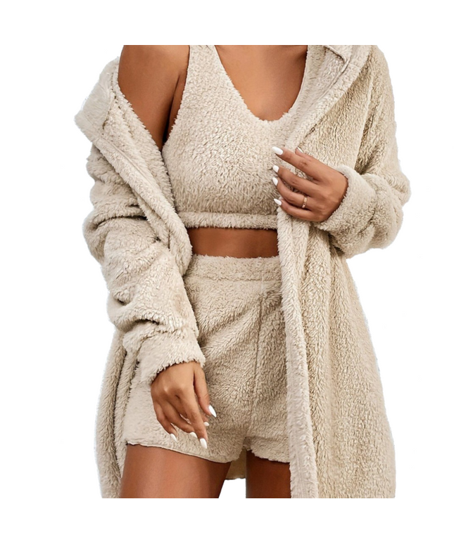 Miego rūbai, moteriškas chalatas "Apkabink", 3 dalių komplektas