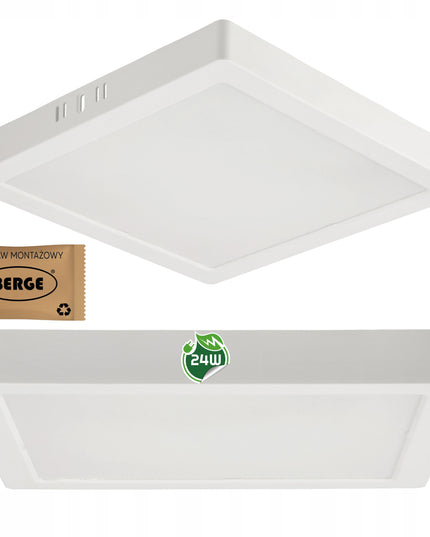 Lubinis LED šviestuvas, paviršinio montavimo, 24W, 2640lm, 4000K, baltas, kvadratinis