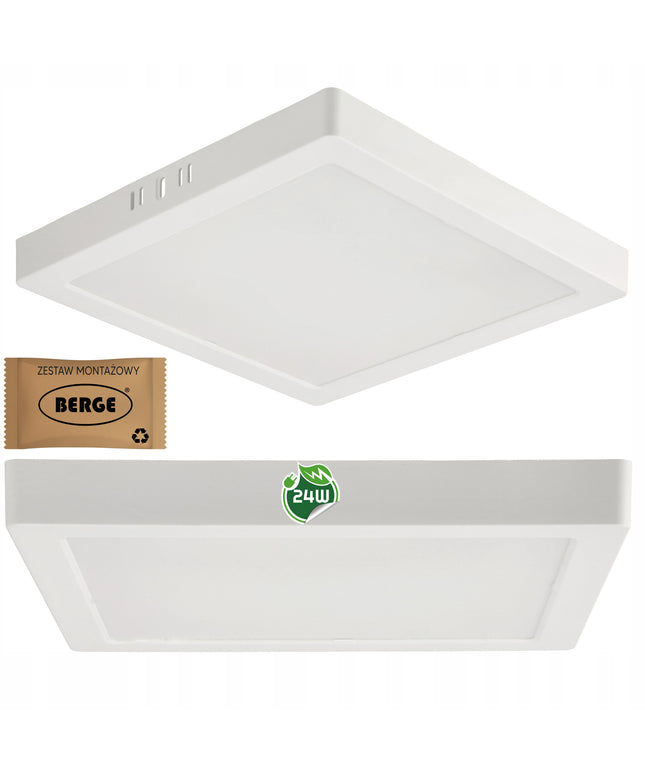 Lubinis LED šviestuvas, paviršinio montavimo, 24W, 2640lm, 4000K, baltas, kvadratinis