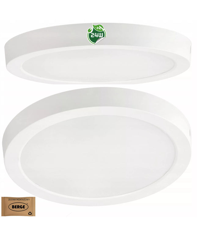 Paviršinis LED lubinis šviestuvas 24W 2640lm 4000K balta apvalus
