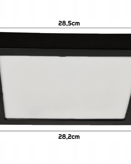 LED lubos šviestuvas, paviršinis montavimas 24W 2640lm 4000K juodas kvadratinis